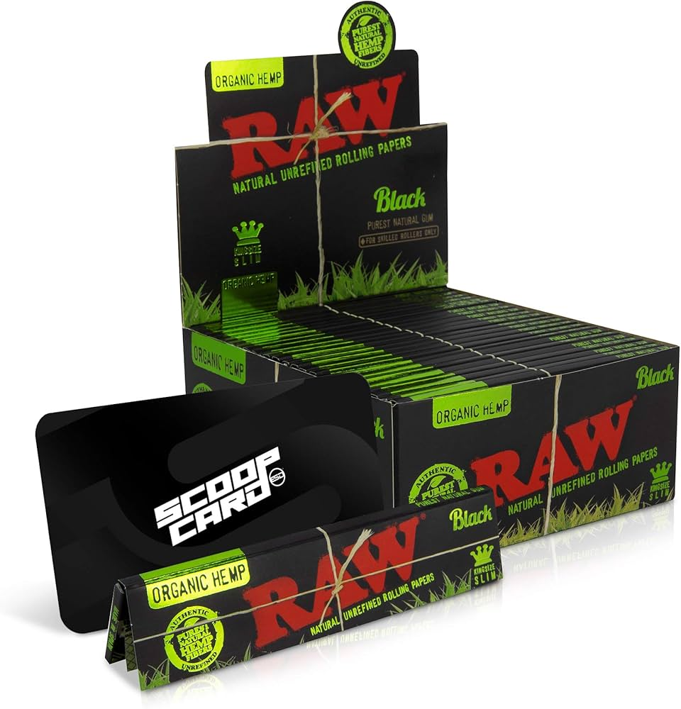 Raw - Slow Burning Rolling Paper / Organic Hemp Black 1¼ (50 per pack)