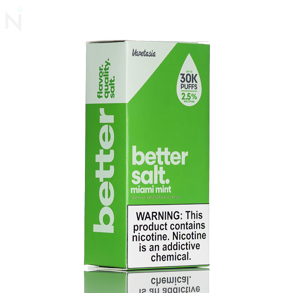 Vapetasia Bettersalt Salt Nic Miami Mint 30ml Nicotine Salt E-Liquid 50/50 VG/PG Smooth Tobacco Pod System Vape 25mg 50mg