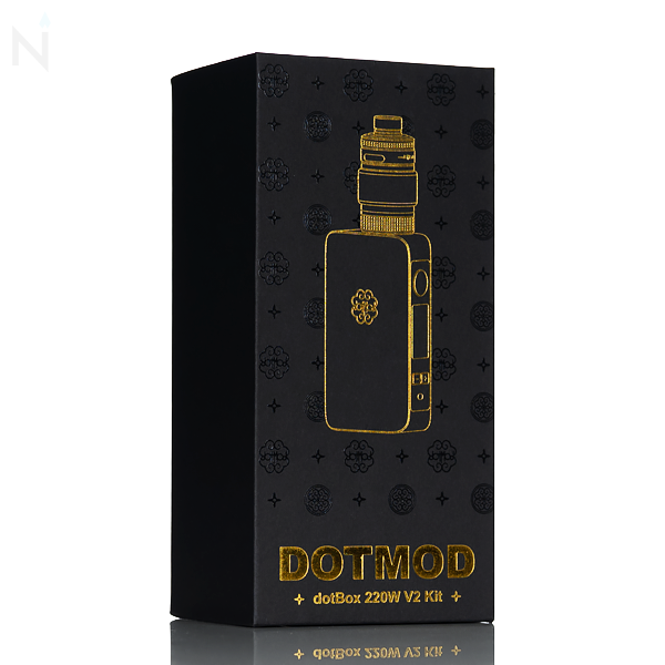 dotMod dotBox V2 220W starter kit matte dual 18650 zinc alloy gold-plated 510 dotTank Max V2 full TC vape kit USB-C