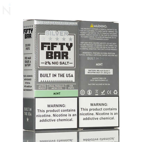 Fifty Bar V2 Silver Series 20mg Disposable Vape