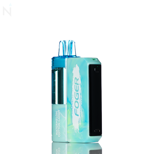 Blue and black Foger device on a white background