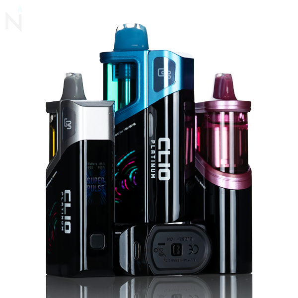 Collection of Geek Bar CLIO 50K Disposable Vape  devices on a white background