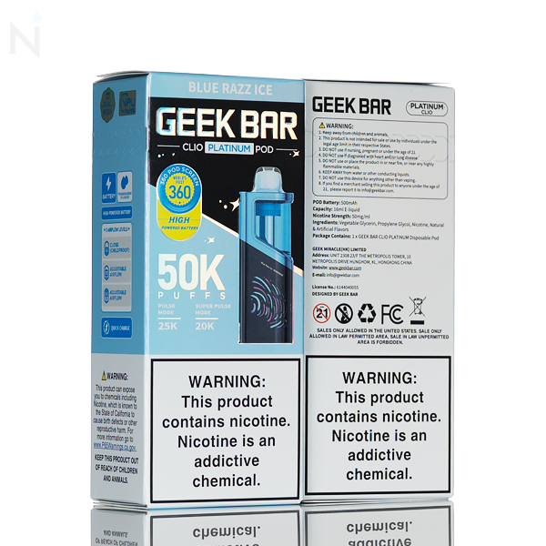 Geek Bar Clio 50K disposable pod 50000 puffs pre-filled replacement pod salt nicotine 12 flavors buy online Tru Vape LV USA