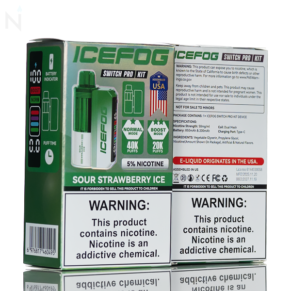 IceFog 40K Switch Pro Disposable Vape Full Kit - Foger Compatible dual coil mesh 5% nicotine adjustable airflow rechargeable battery 15mL pre filled