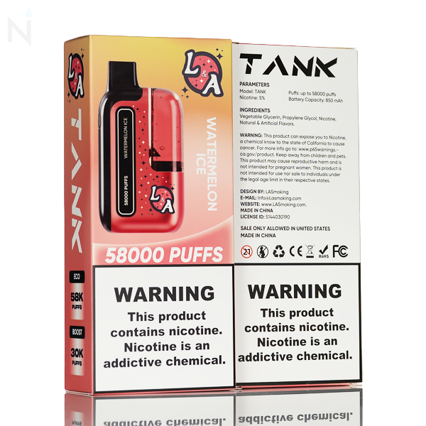 L&A Tank Disposable Vape - 58,000 Puffs