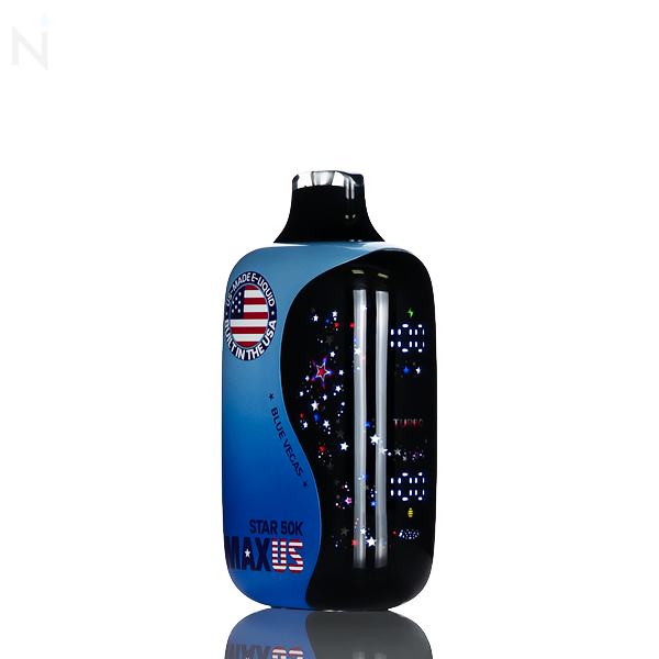 MAXUS Star 50K 50,000 Puffs Disposable Vape 5% nicotine salt rechargeable battery draw activated USA made blue vegas