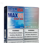 MAXUS Star 50K 50,000 Puffs Disposable Vape 5% nicotine salt rechargeable battery draw activated USA made blue vegas