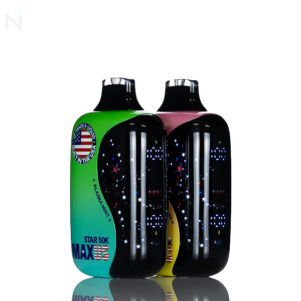 MAXUS Star 50K 50,000 Puffs Disposable Vape 5% nicotine salt rechargeable battery draw activated USA made alaska mint