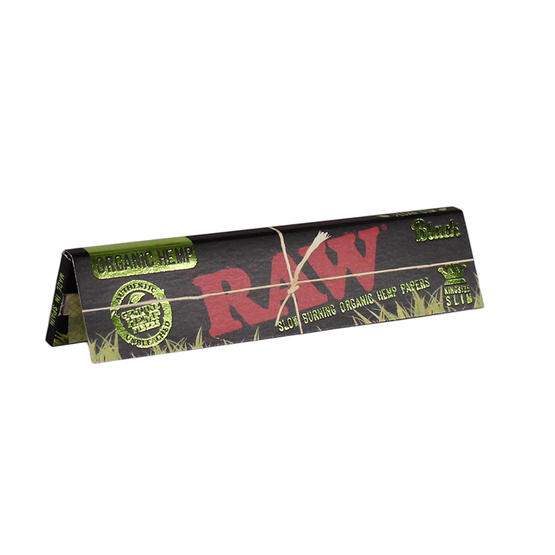 Raw - Slow Burning Rolling Paper / Organic Hemp Black King Size Slim (32 per pack)
