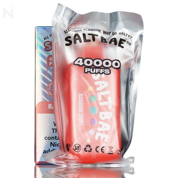 Salt Bae 50 40K 40,000 Puffs Disposable Vape - 17mL 5% nicotine salt strength draw activated rechargeable rainbow loops
