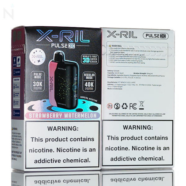 XRIL Pulse X 40K 40,000 Puffs Disposable Vape 5% nicotine salt rechargeable draw activated extended use strawberry watermelon