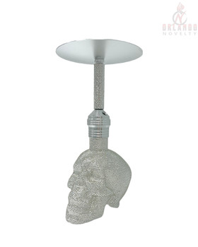 Mob - 19" Skull Hookah - Swarovski - Silver
